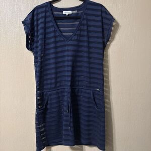 Calvin Klein Women’s Sz Small Mesh bathing suit Dress Cover Up  Blue